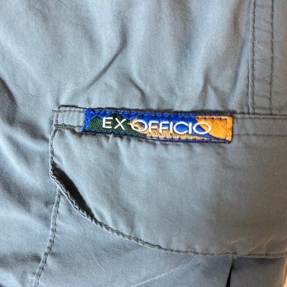 EX OFFICIO Mens XL Cargo Hiking Shorts Nylon Belted Blue Outdoor Adventure - Picture 2 of 10